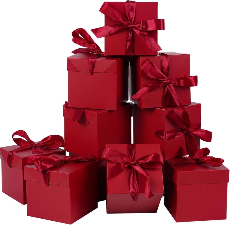 Elephantpackage 12Pack Red 6Inch Gift Boxes with Lids, Squared Boxes with Lids Perfect for Christmas, Valentine’s Day, Birthday Present Packing, Party Favor, New Year. - Image 1